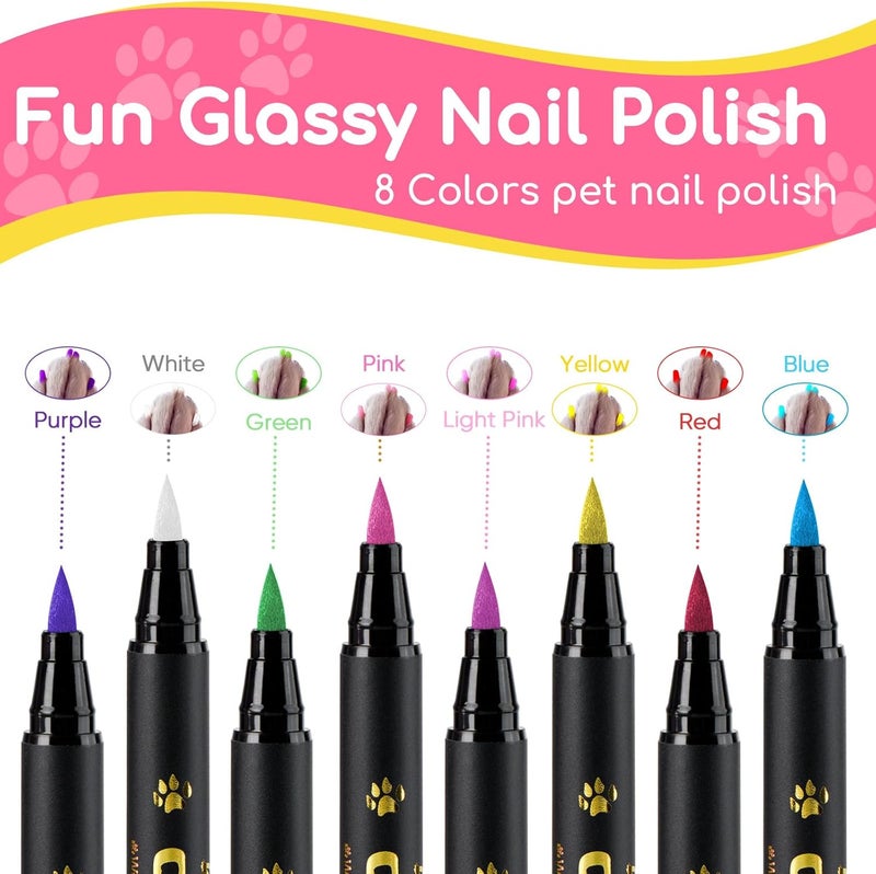 OLINGYOU Dog Nail Polish， Dog Nail Polish Pens Quick Dry-8 Colors, Pet Nail Polish Set for Dogs， DIY Dogs Puppy Nails, Dog Safe Nail Polish Non Toxic, Odorless, Easy to Apply - Image 2